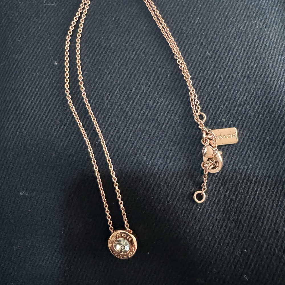 Coach Rose Gold Necklace with Crystal Accent